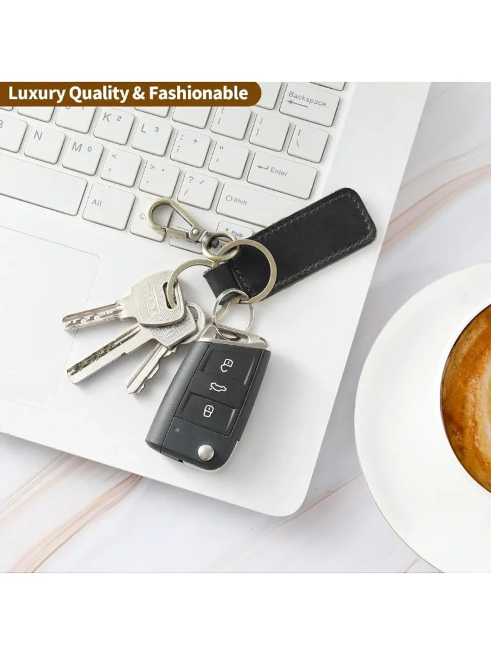 Genuine Leather Universal Car Key Fob Keychain Holder for Men & Women - JC306